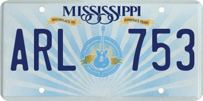 MS license plate ARL753
