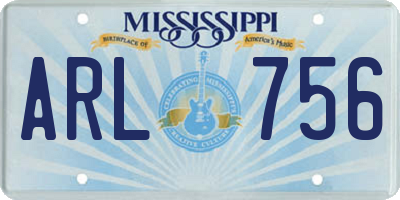 MS license plate ARL756