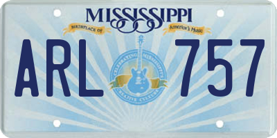 MS license plate ARL757