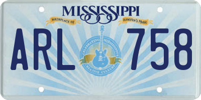 MS license plate ARL758