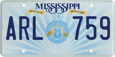 MS license plate ARL759