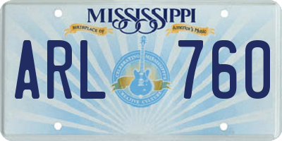 MS license plate ARL760