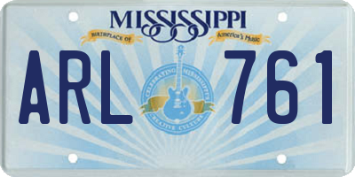 MS license plate ARL761