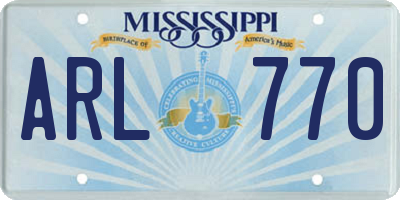 MS license plate ARL770