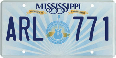 MS license plate ARL771