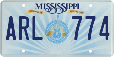 MS license plate ARL774