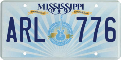 MS license plate ARL776