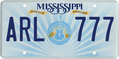 MS license plate ARL777
