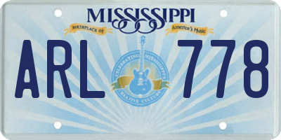 MS license plate ARL778