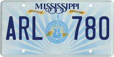 MS license plate ARL780
