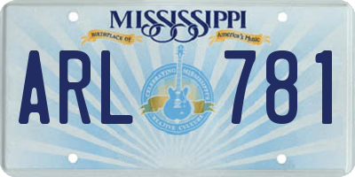 MS license plate ARL781