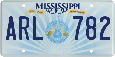 MS license plate ARL782