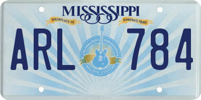 MS license plate ARL784