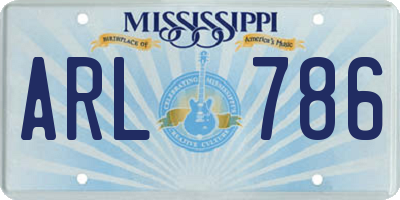 MS license plate ARL786