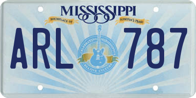 MS license plate ARL787