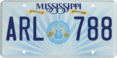 MS license plate ARL788