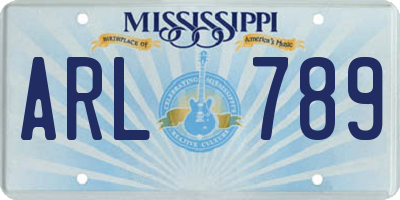 MS license plate ARL789