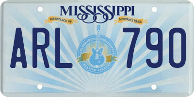 MS license plate ARL790