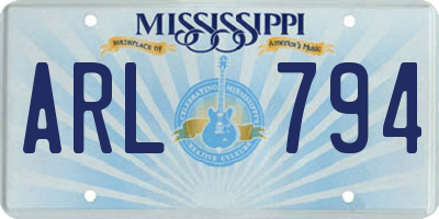 MS license plate ARL794