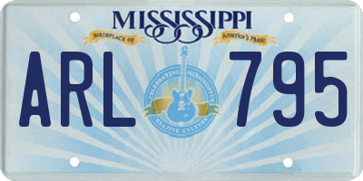 MS license plate ARL795