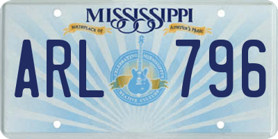 MS license plate ARL796
