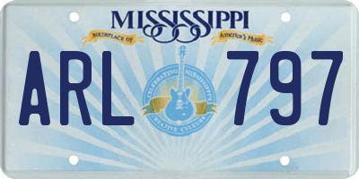 MS license plate ARL797