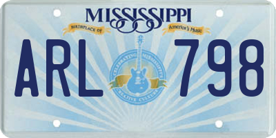 MS license plate ARL798