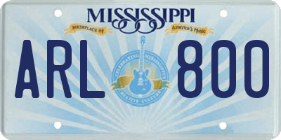 MS license plate ARL800