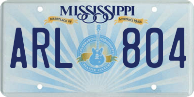 MS license plate ARL804