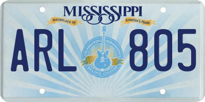 MS license plate ARL805