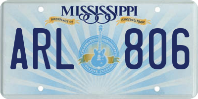 MS license plate ARL806