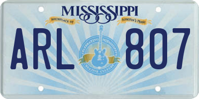 MS license plate ARL807
