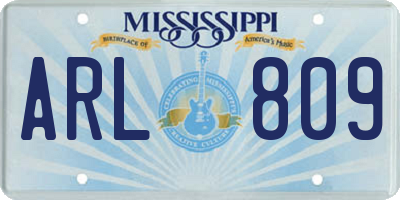 MS license plate ARL809
