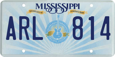 MS license plate ARL814