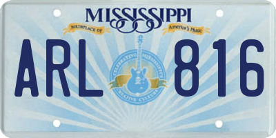 MS license plate ARL816