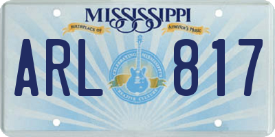 MS license plate ARL817