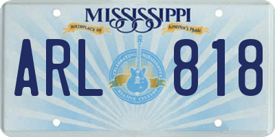 MS license plate ARL818