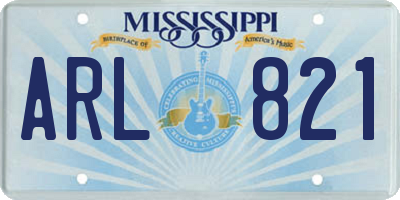 MS license plate ARL821