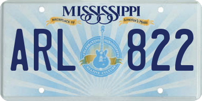 MS license plate ARL822