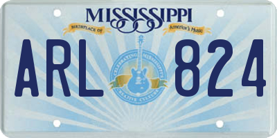 MS license plate ARL824