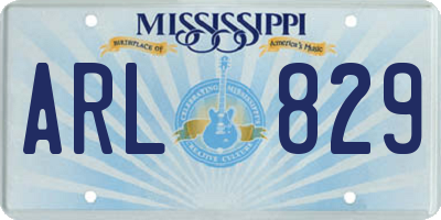 MS license plate ARL829