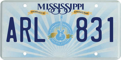 MS license plate ARL831