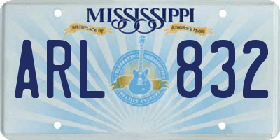 MS license plate ARL832