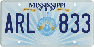MS license plate ARL833