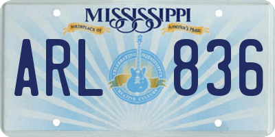 MS license plate ARL836