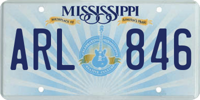 MS license plate ARL846