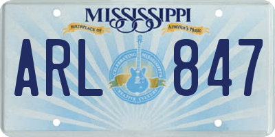 MS license plate ARL847