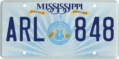 MS license plate ARL848