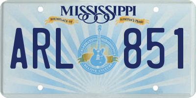 MS license plate ARL851