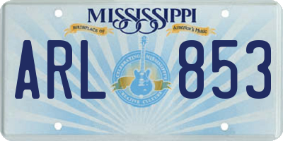 MS license plate ARL853